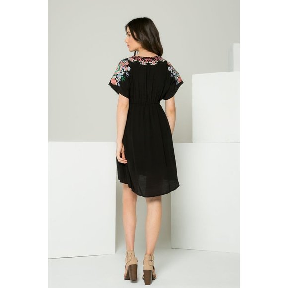 THML Embroidered Black Short Dress - Picture 3 of 7